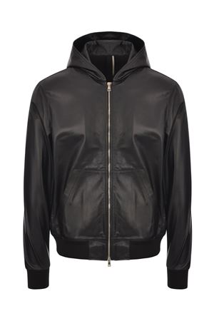 Black leather jacket with hood LOW BRAND | L1JSS256836D001